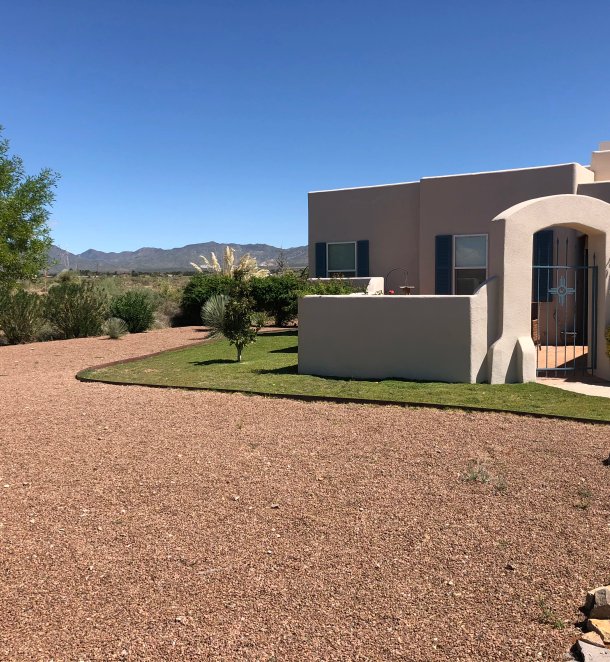 Fresh sod installation with crisp green lawn in Las Cruces