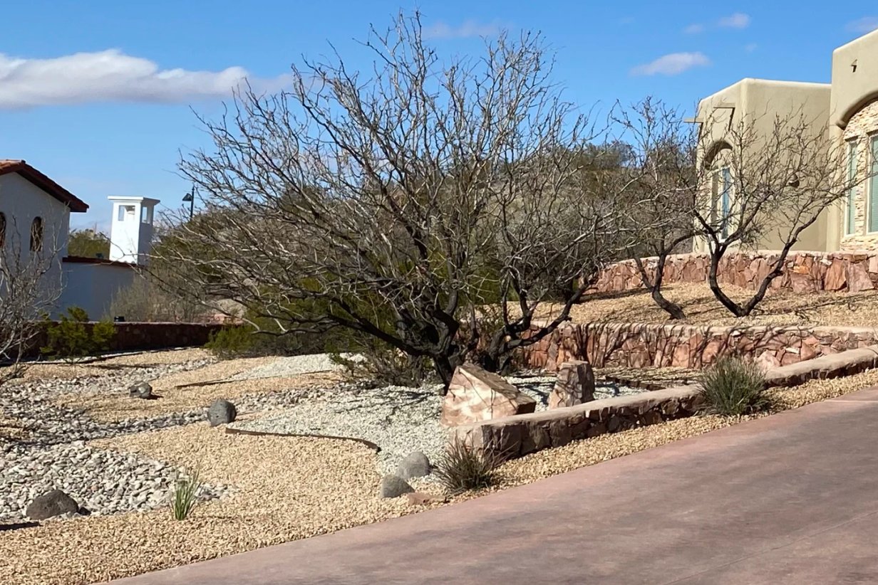 Picacho Hills terraced stone border and retaining wall project