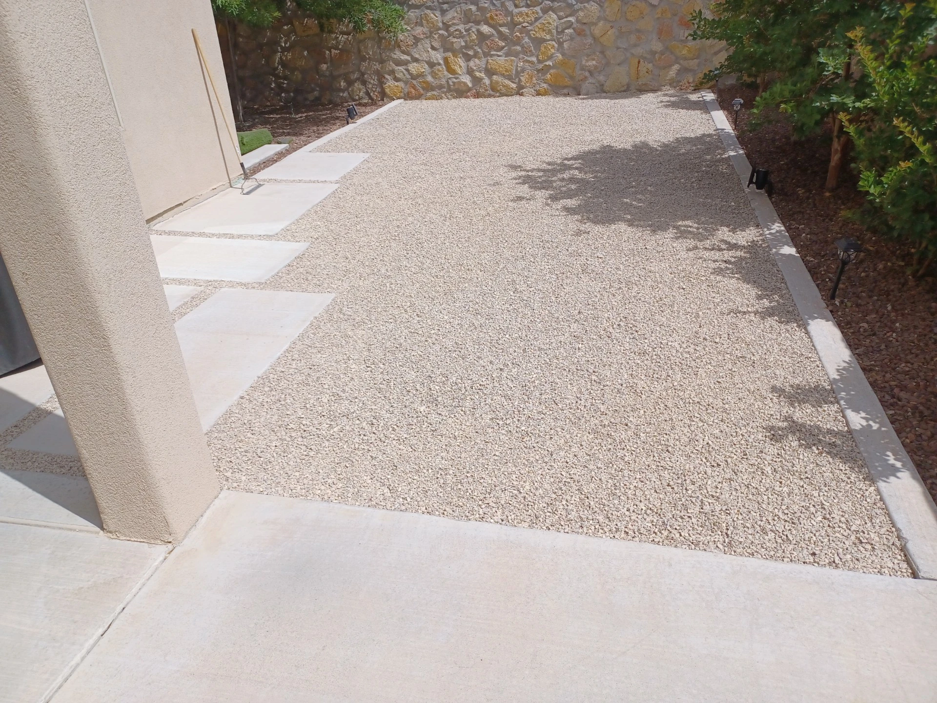 Xeriscape front yard with desert plantings in Las Cruces, NM
