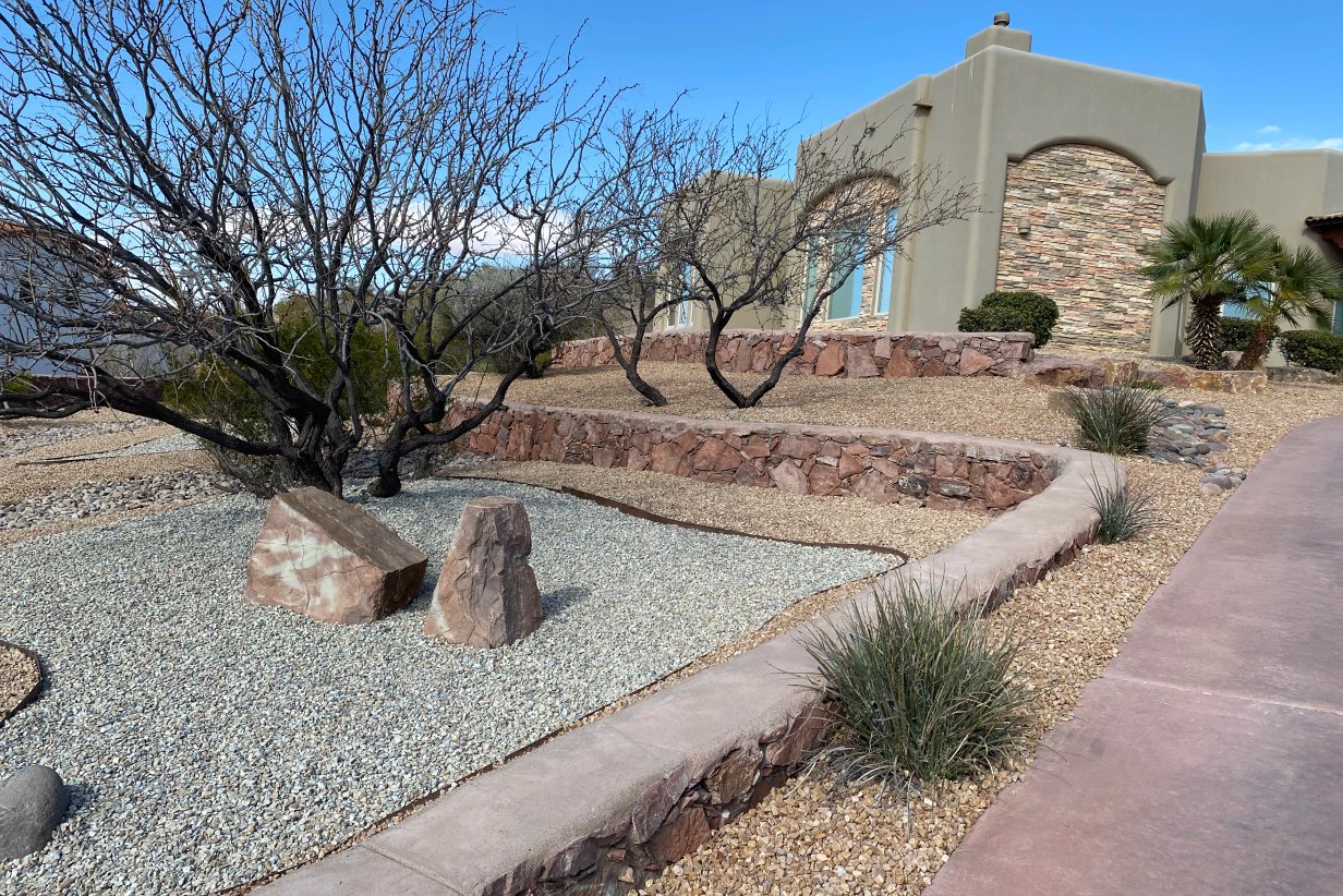 Ranch property xeriscape renovation in Organ, NM