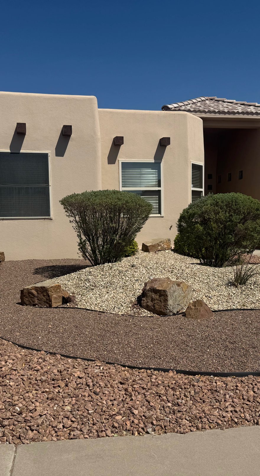 Native Chihuahuan Desert xeriscape with drought-tolerant plants by Brainard's Greenscapes in Las Cruces, NM